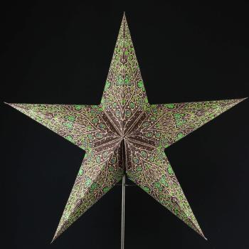 Peacock braun - Faltbarer Leuchtstern, Weihnachtsstern aus Papier mit 5 Zacken, 60 cm